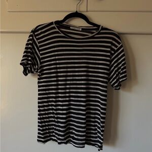 Reformation Black and White Striped Baby Tee